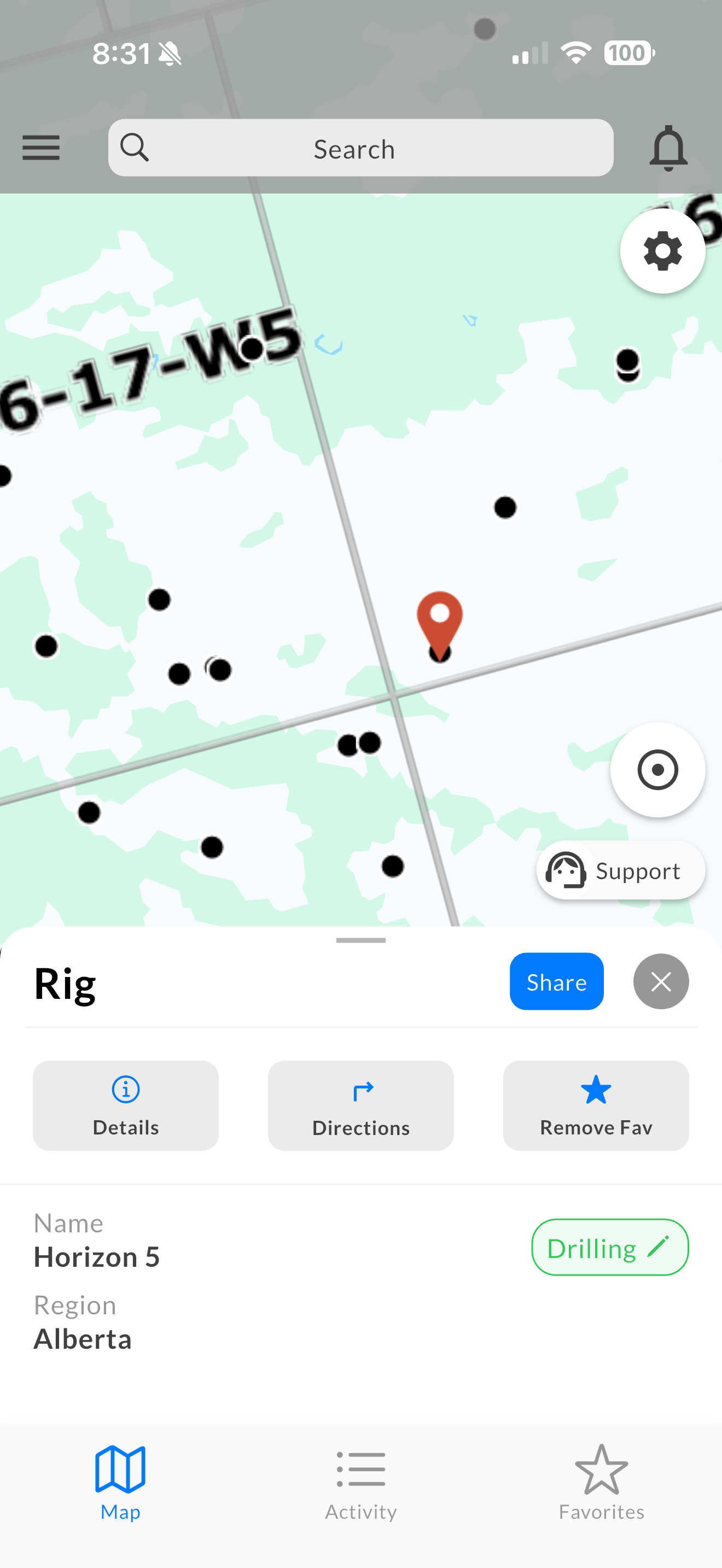 Rig Finder mobile app screenshot
